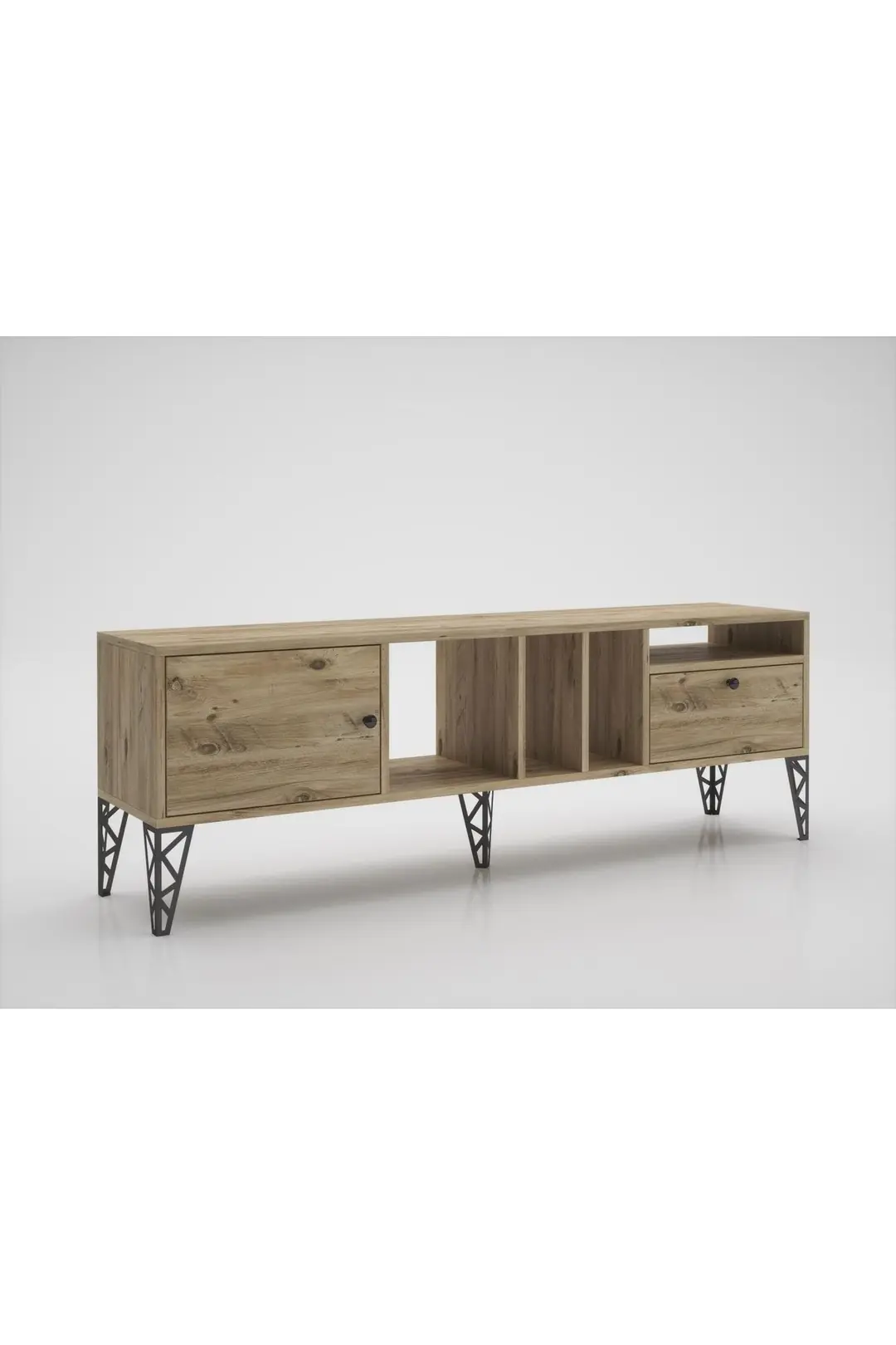 Cercei 160 Cm Metal Ayaklı Tv Ünitesi - Atlantik Çam / Siyah